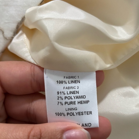 RENAISSANCE AVOCA Women’s Linen Cream Wide Leg High-Rise Pants - Picture 13 of 16